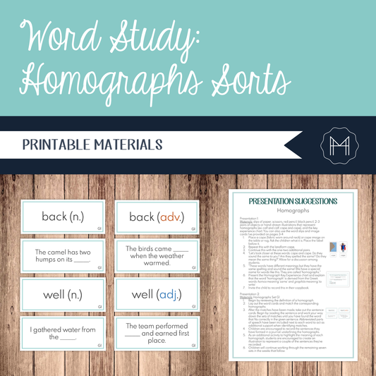 Word Study: Homograph Matching Cards