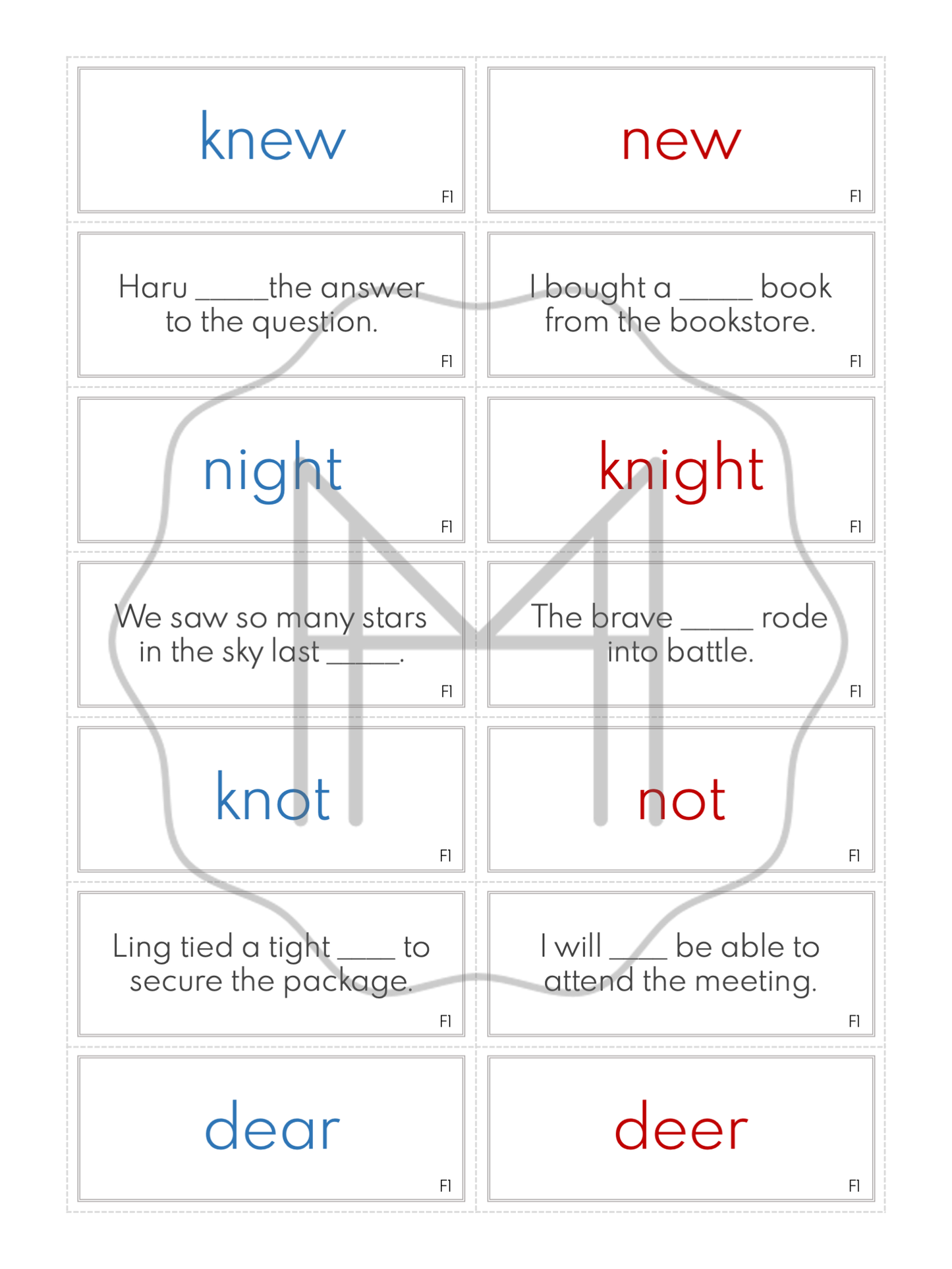Word Study: Homophone Matching Cards