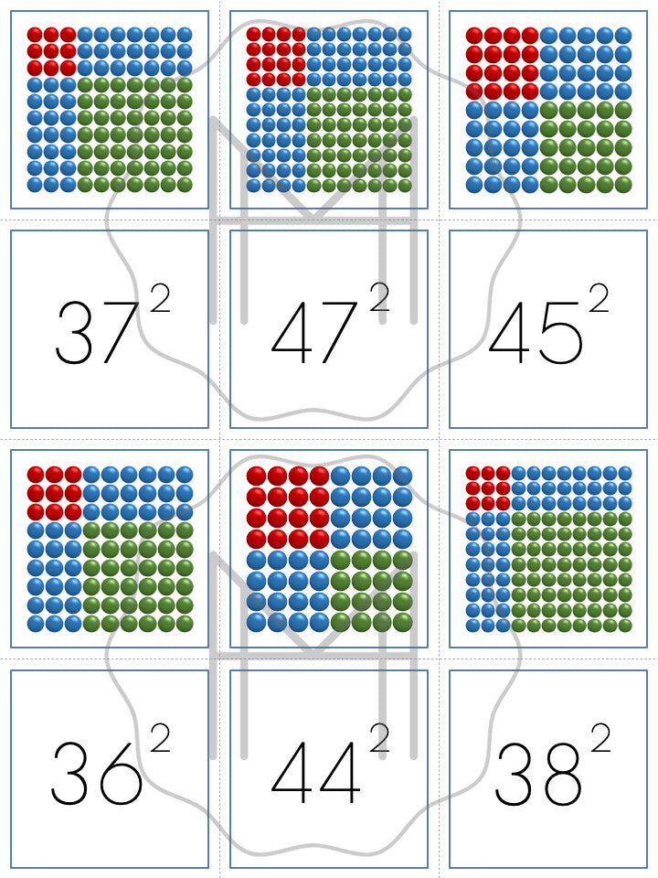 Binomial Square Matching Cards