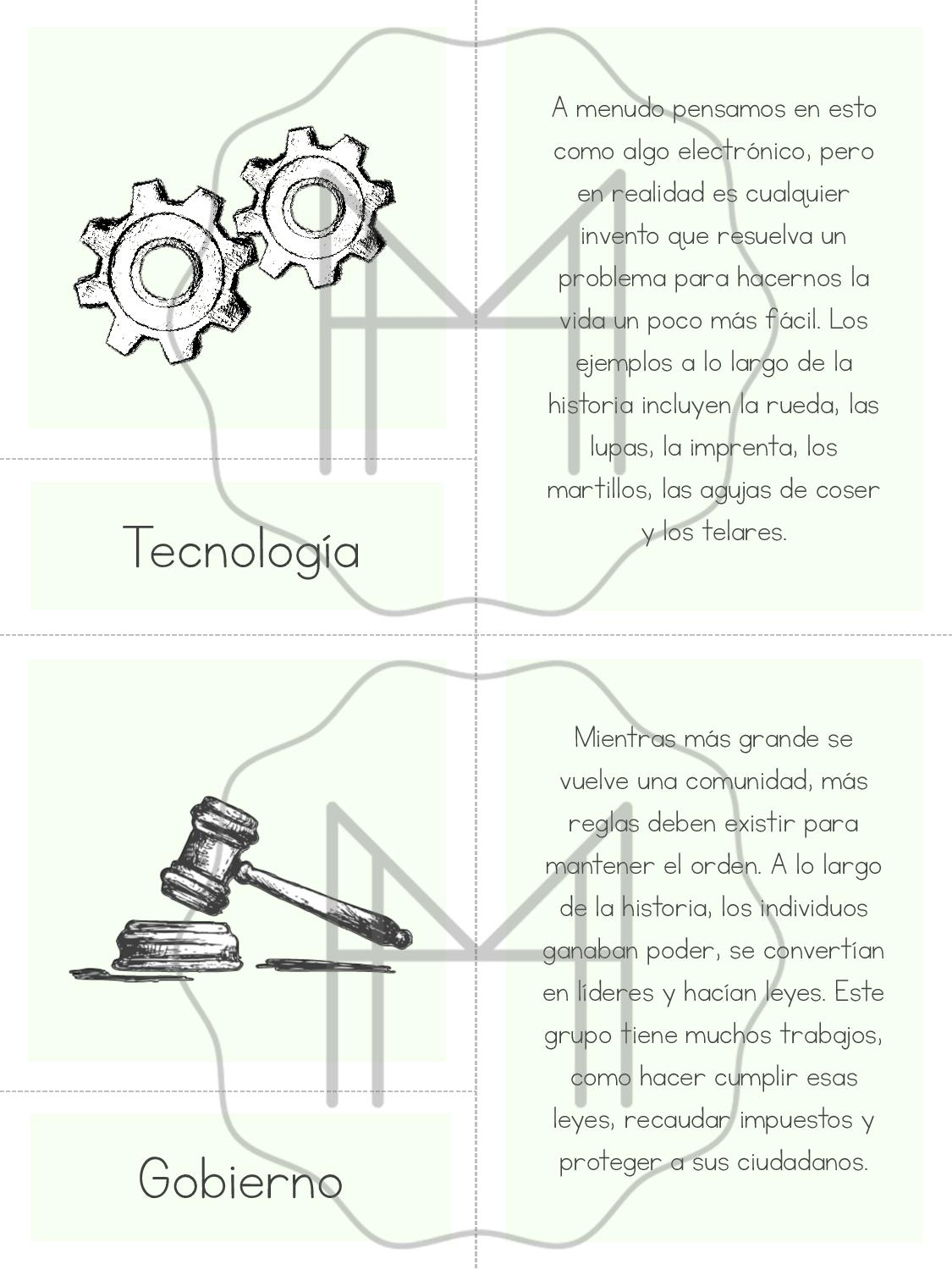 Español - Características de una civilización - Tarjetas en 3 partes