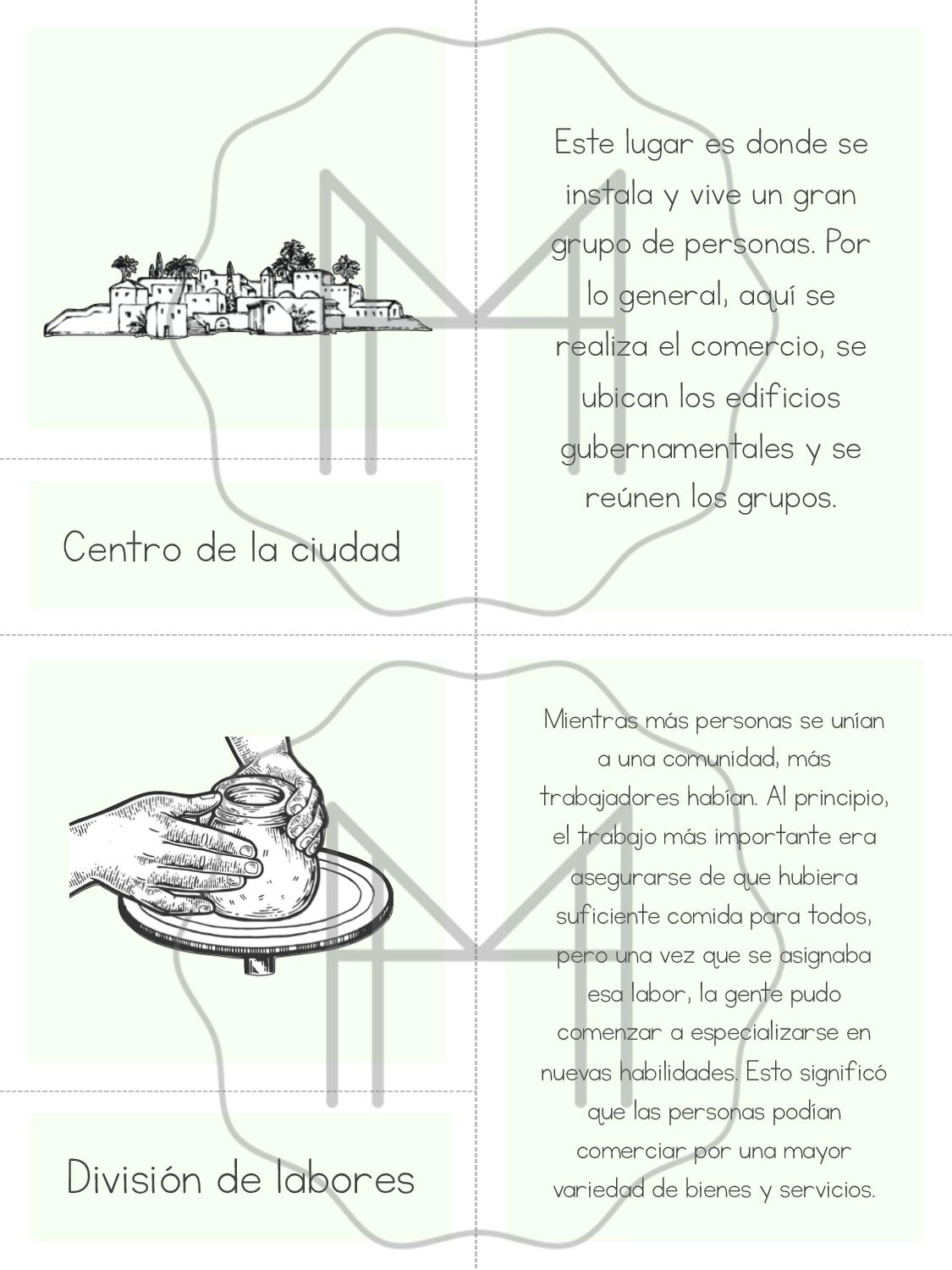 Español - Características de una civilización - Tarjetas en 3 partes