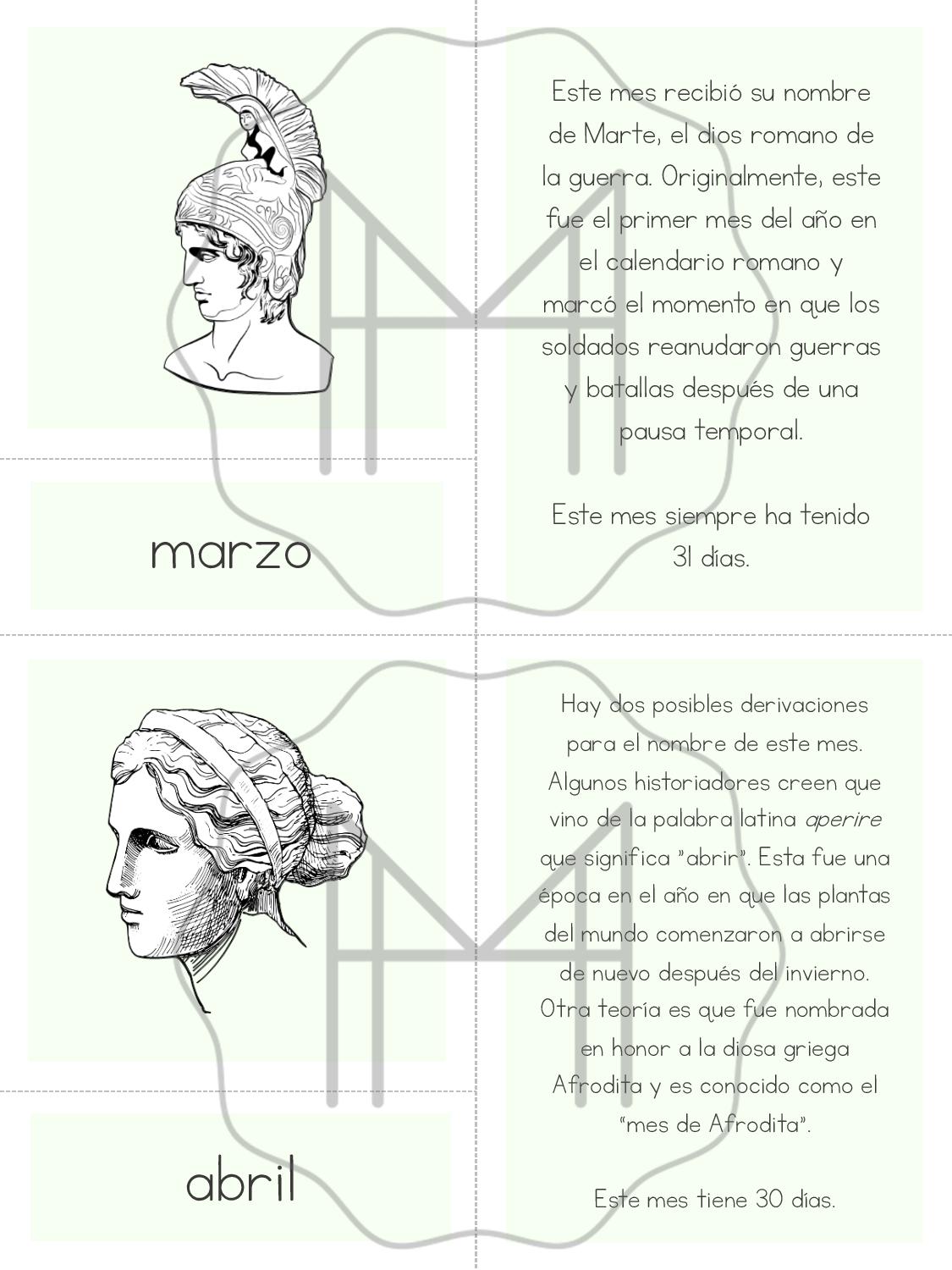 Español - Meses del Año – Tarjetas de nomenclatura