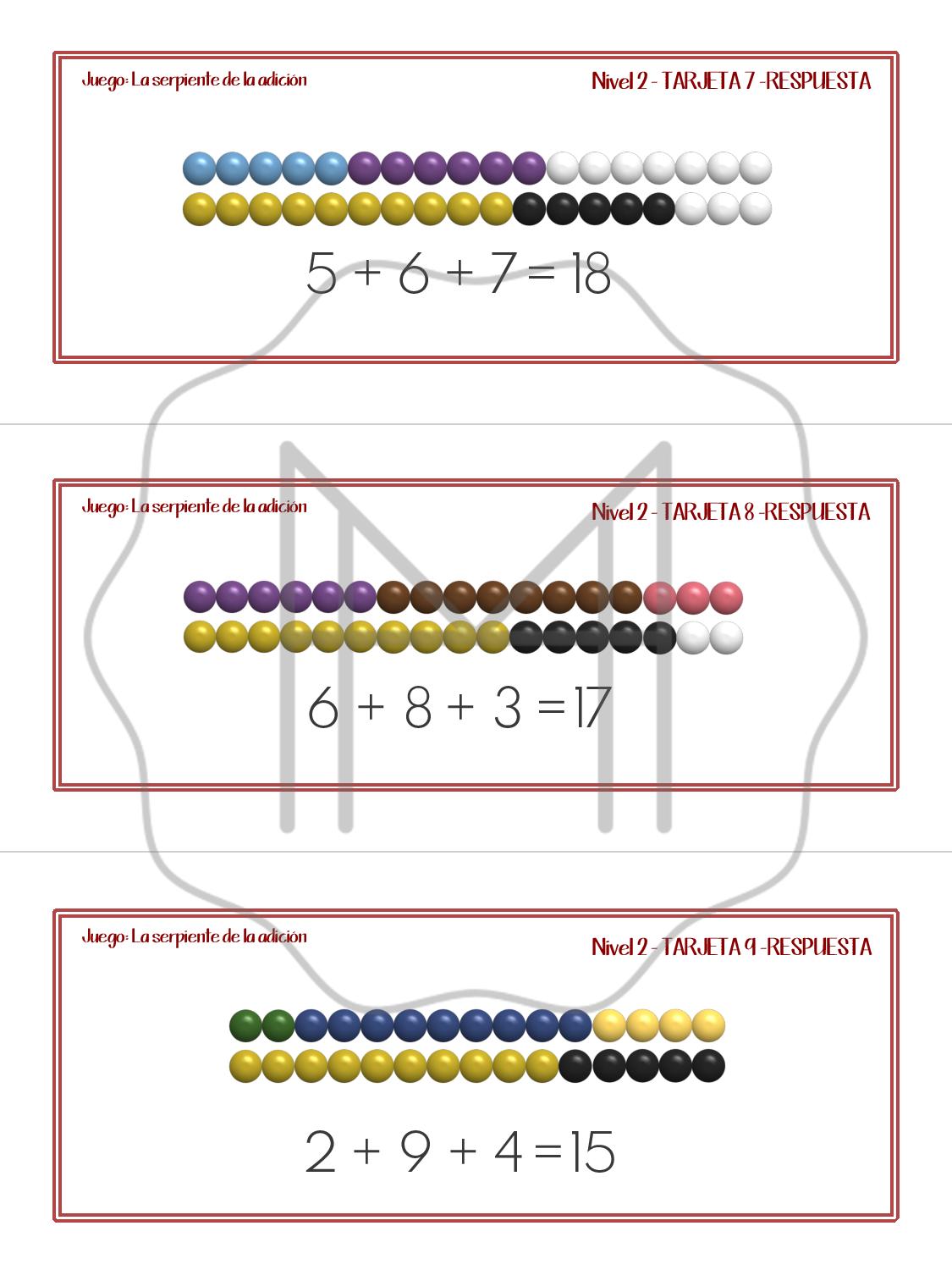 Español - Juego: La serpiente de la adición