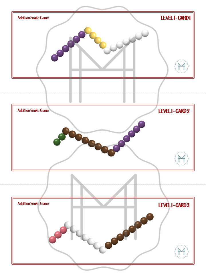 Addition Snake Game Task Cards