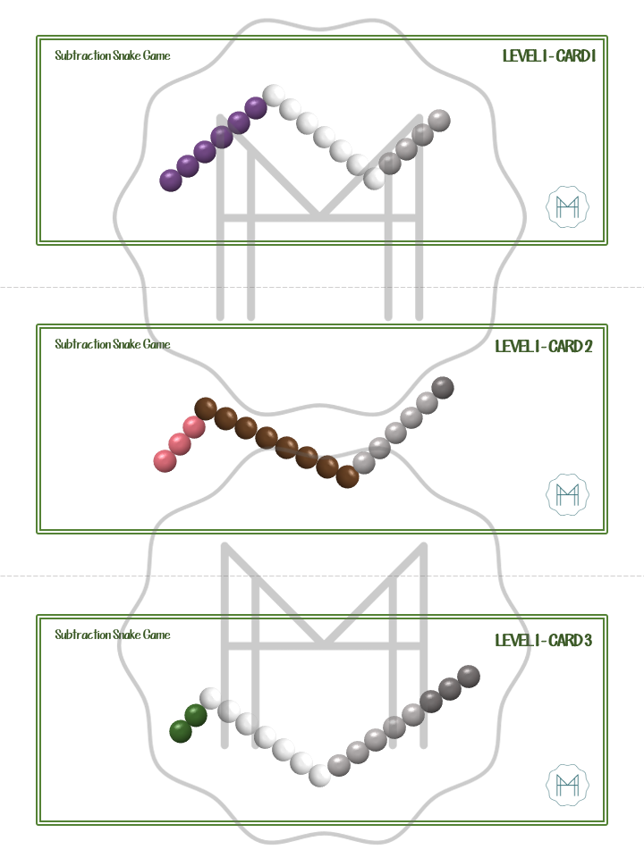 Subtraction Snake Game Task Cards