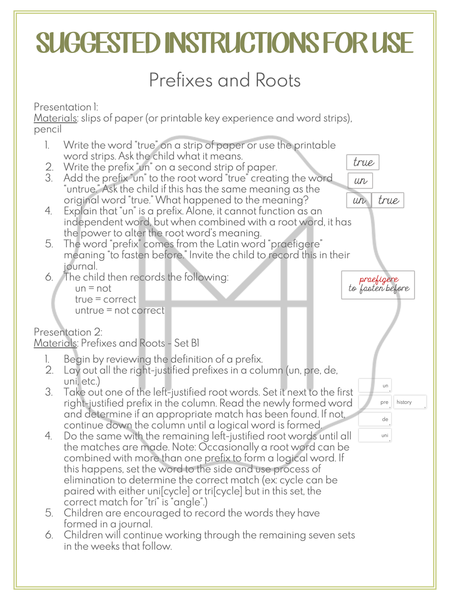 Word Study: Prefixes and Root Words Matching Cards