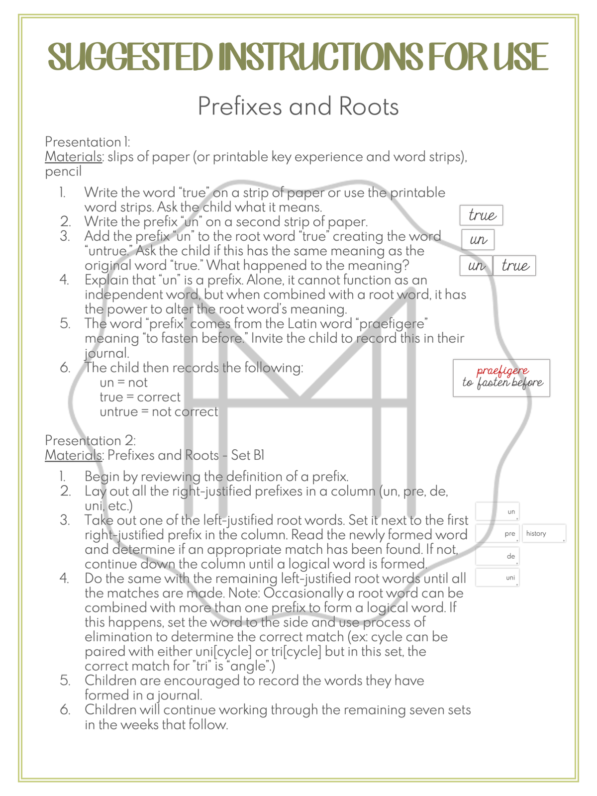 Root Matching Words Word Study: Prefixes and Root Words Matching Cards ...