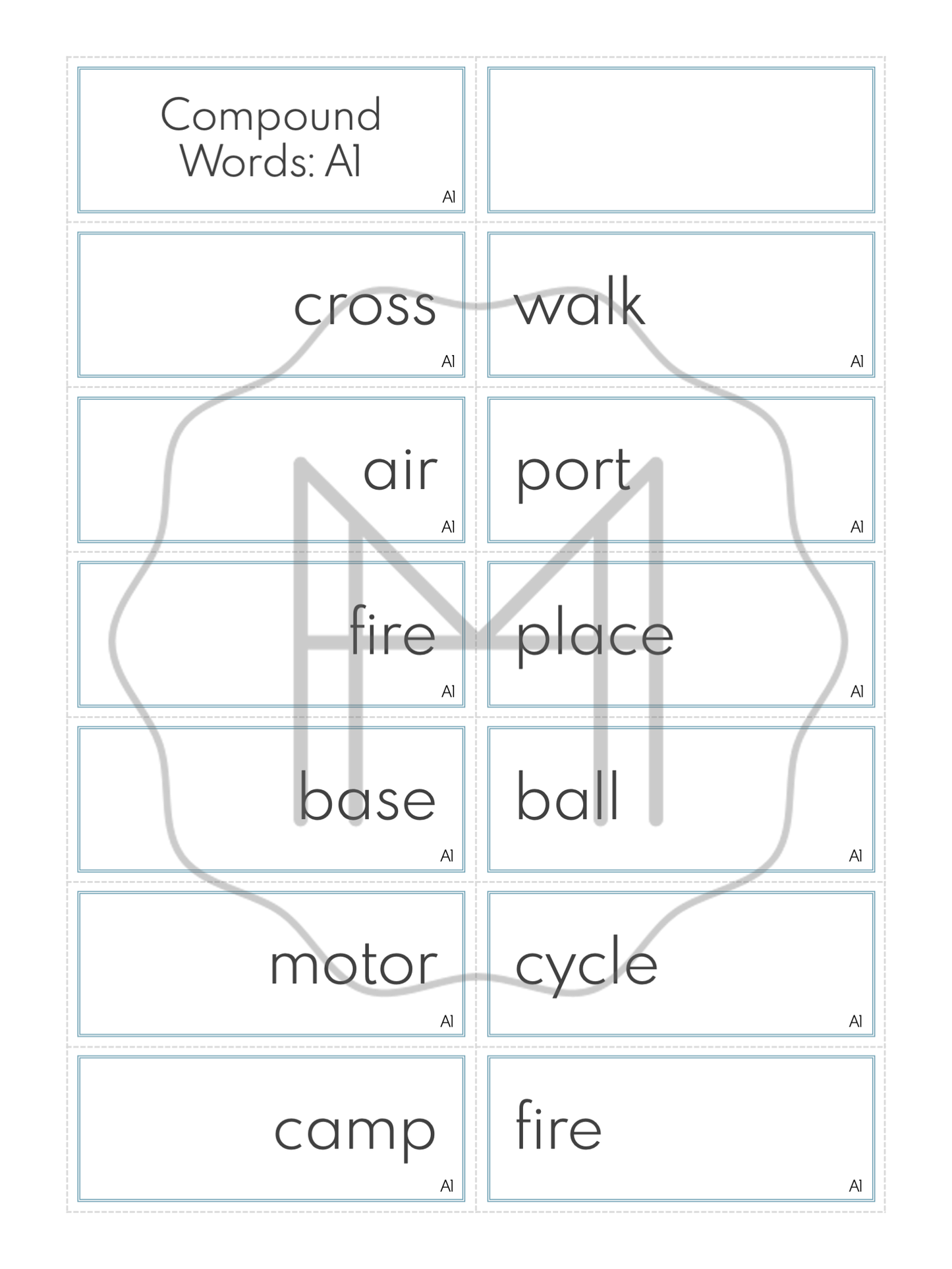 Word Study: Compound Words Matching Cards