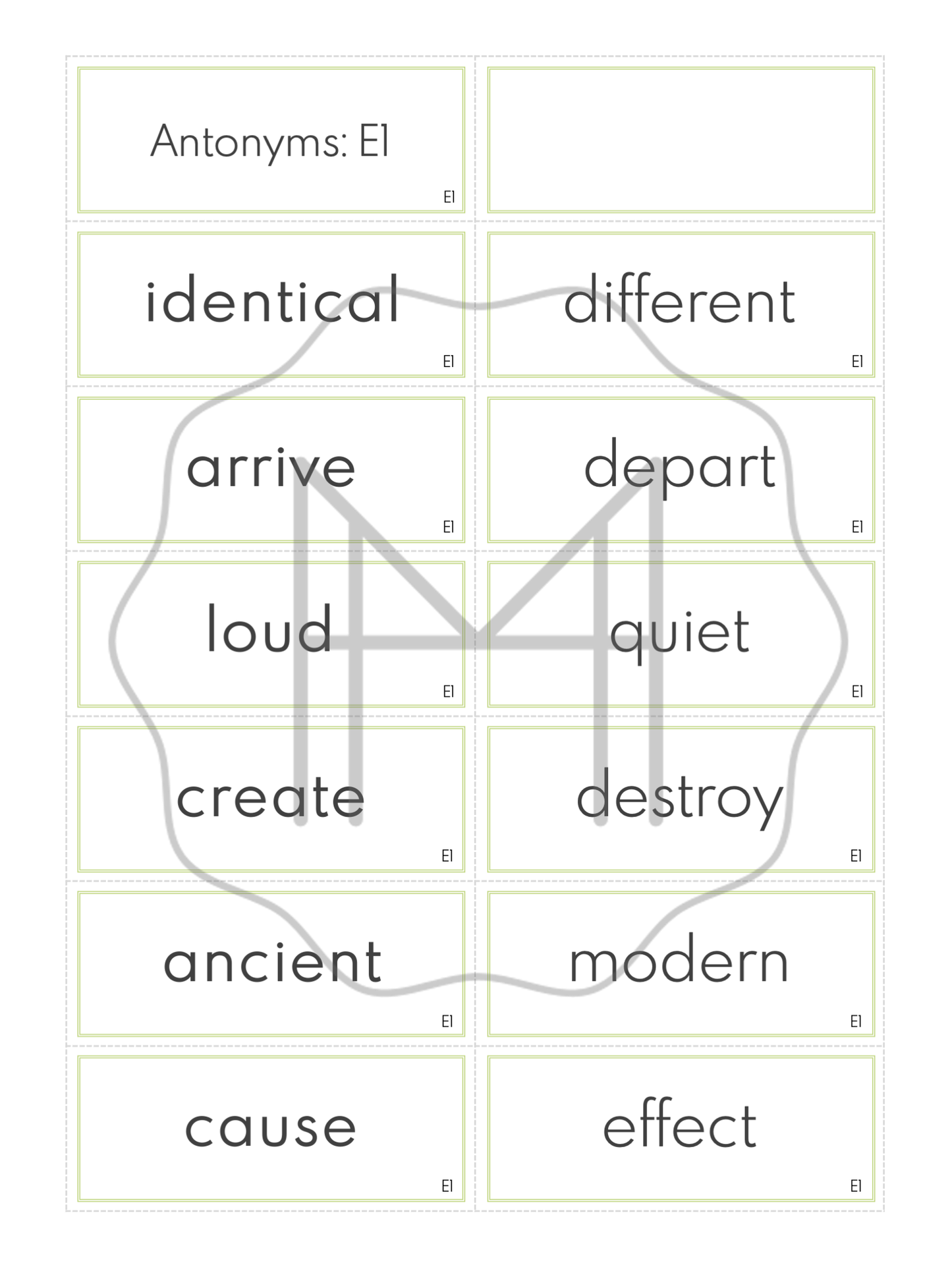 Word Study: Antonym Matching Cards