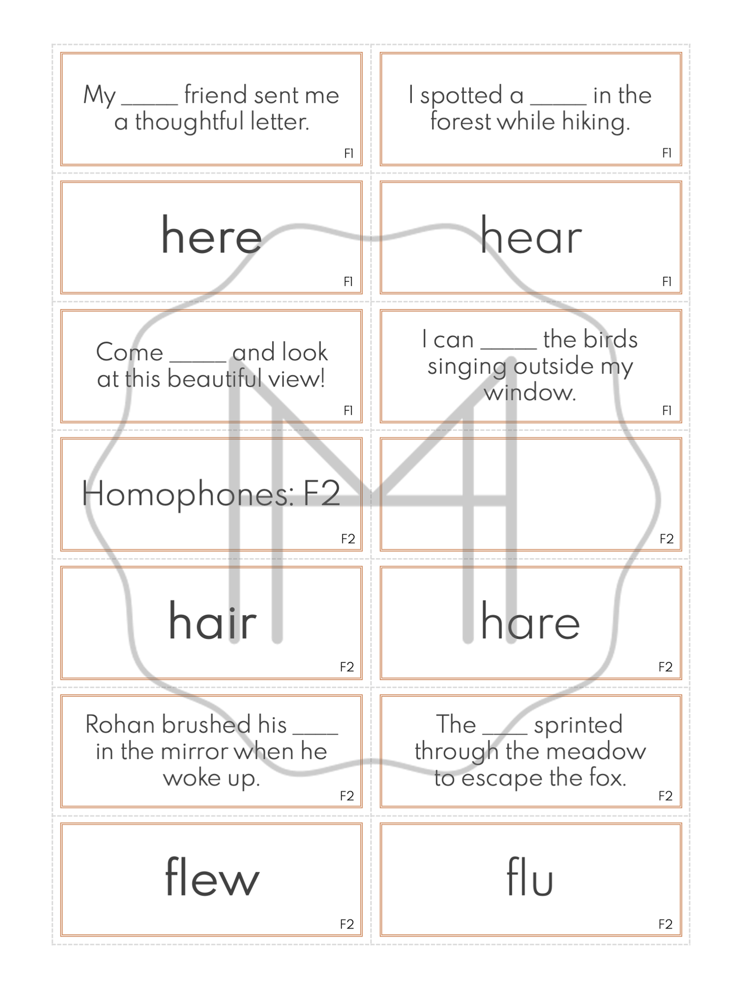 Word Study: Homophone Matching Cards