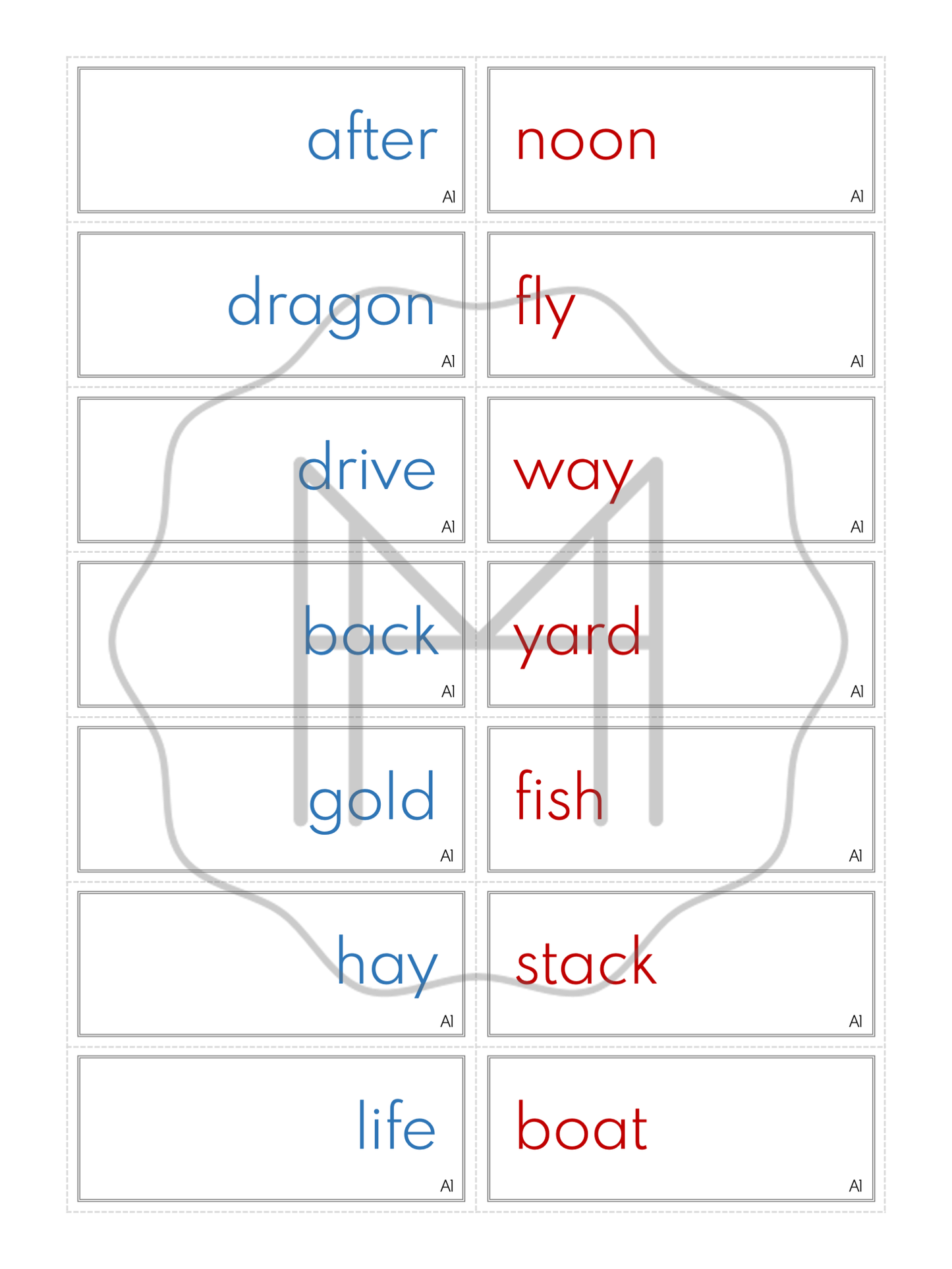 Word Study: Compound Words Matching Cards