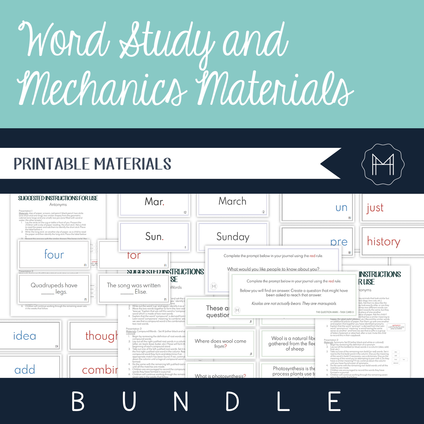 Word Study and Mechanics Materials Bundle