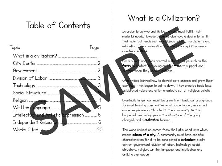 Characteristics of a Civilization Research Booklet