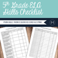 5th Grade ELA Skills Checklist- Montessori Record Keeping