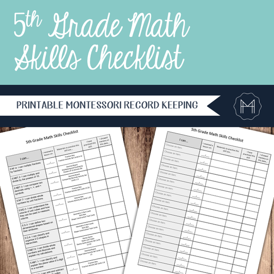 5th Grade Math Skills Checklist- Montessori Record Keeping
