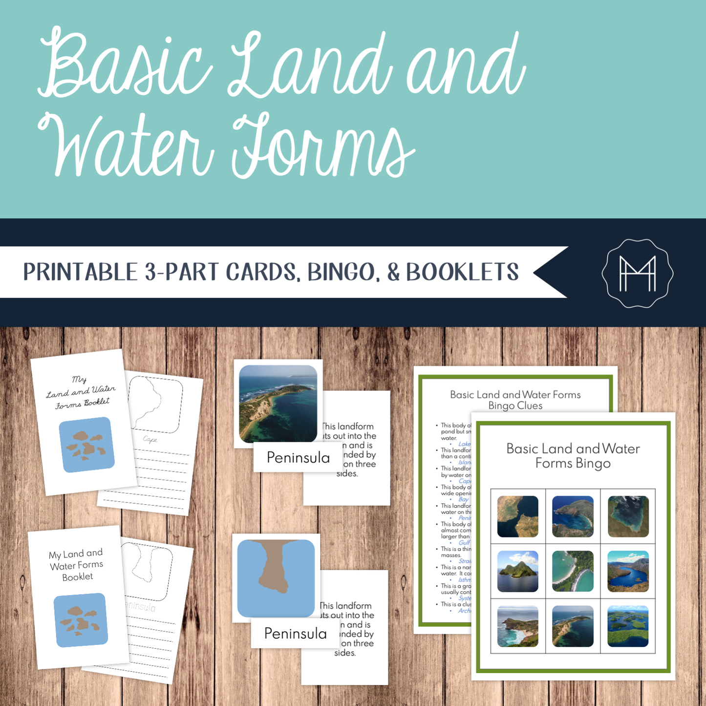 Basic Land and Water Forms 3-Part Cards
