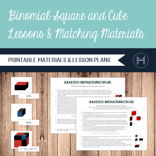 Binomial Square and Cube Introductory Lessons and Matching Materials