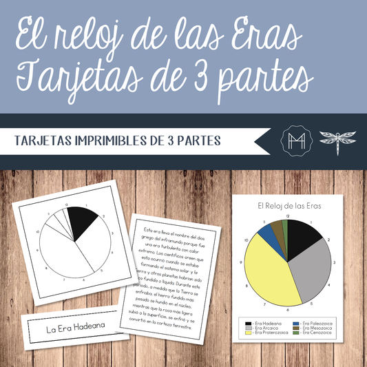 Español - El reloj de las Eras - Tarjetas de 3 partes