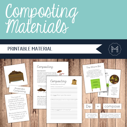 Composting Informational Pack: Reading Passage, Sequence Sorts, and 3-Part Cards