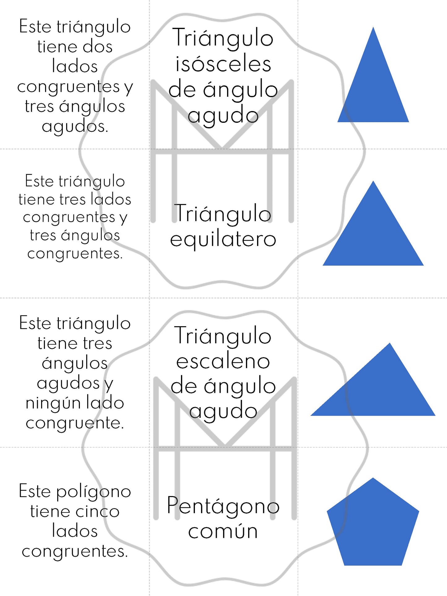 Español - Formas de 2 dimensiones - Materiales