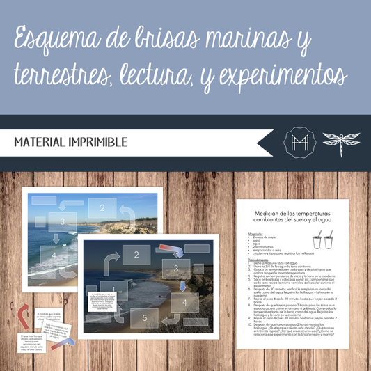 Español - Esquema de brisas marinas y terrestres, lectura, y experimentos