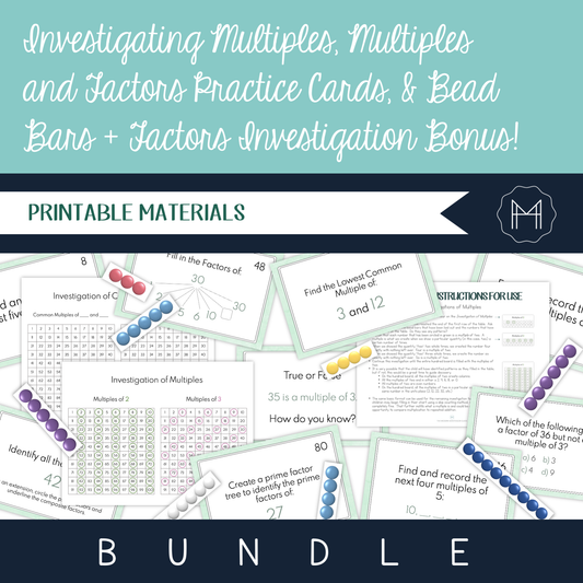 Investigating Multiples, Multiples and Factors Practice Cards, & Bead Bars