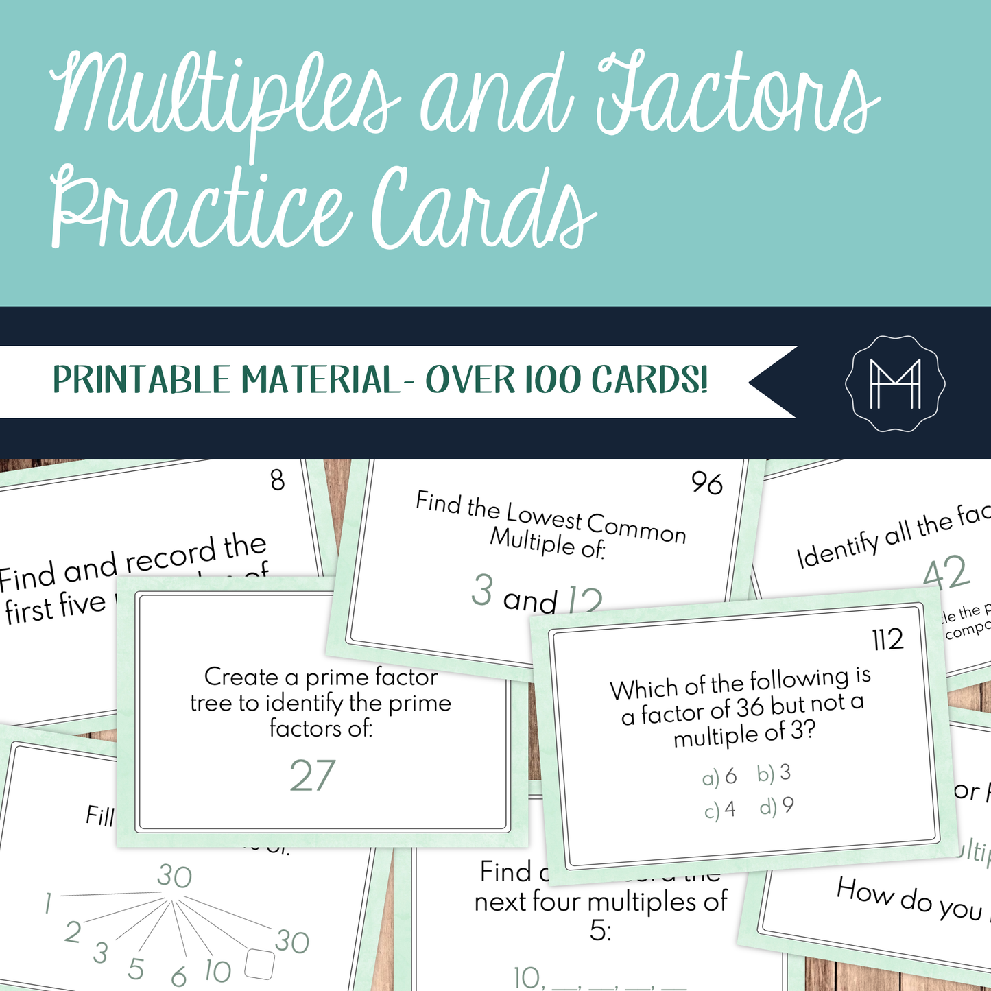 Multiples and Factors Practice Cards