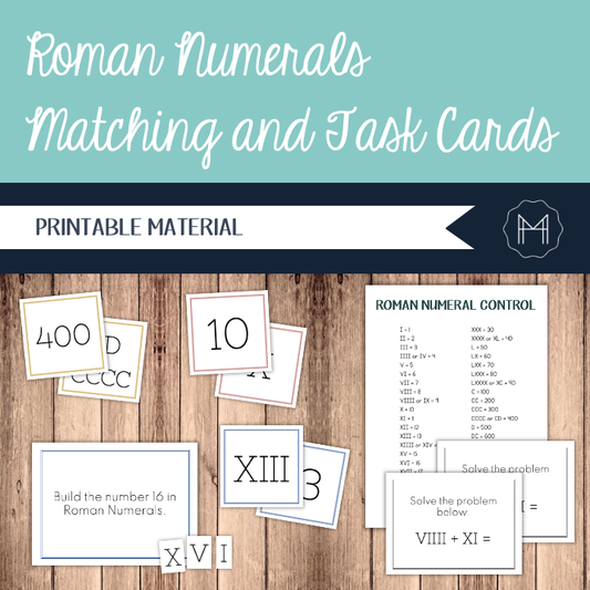 Roman Numerals Matching Activity and Task Cards
