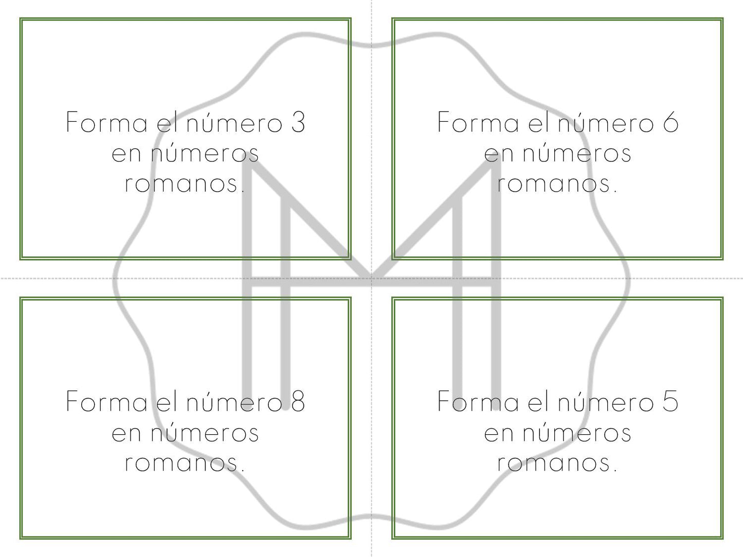 Tarjetas de actividades y emparejamiento de números romanos