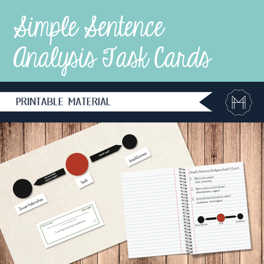Simple Sentence Analysis Task Cards