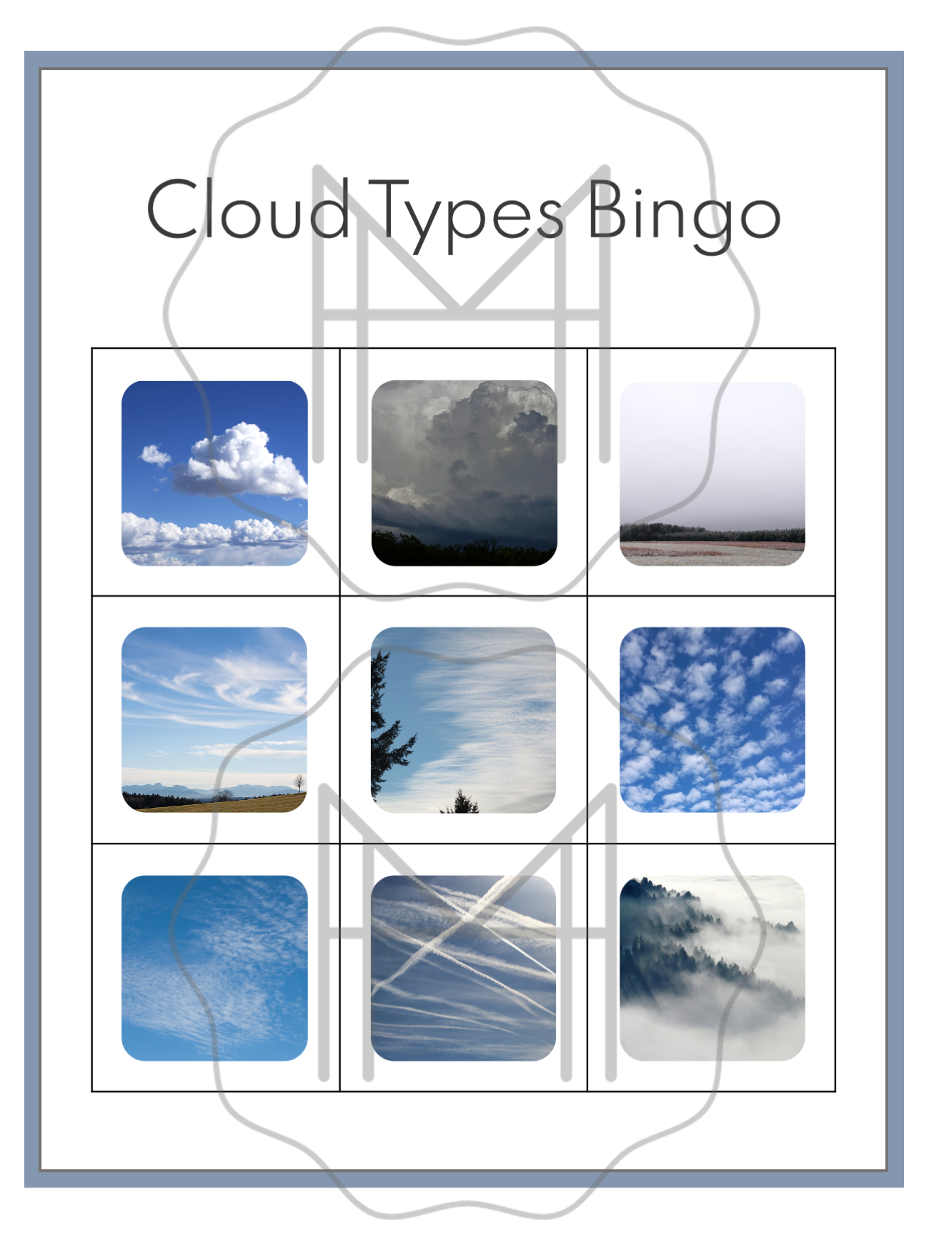 Cloud Types 3-Part Cards, Bingo, Experiment, Posters, and "I have... Who has?"