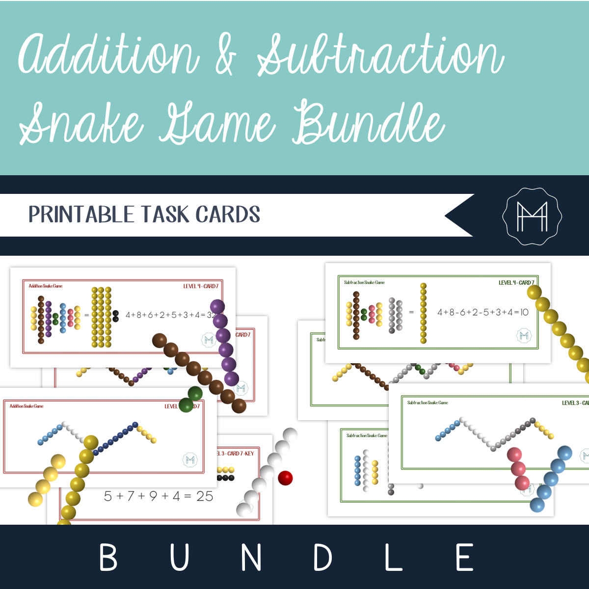 Addition and Subtraction Snake Game Bundle