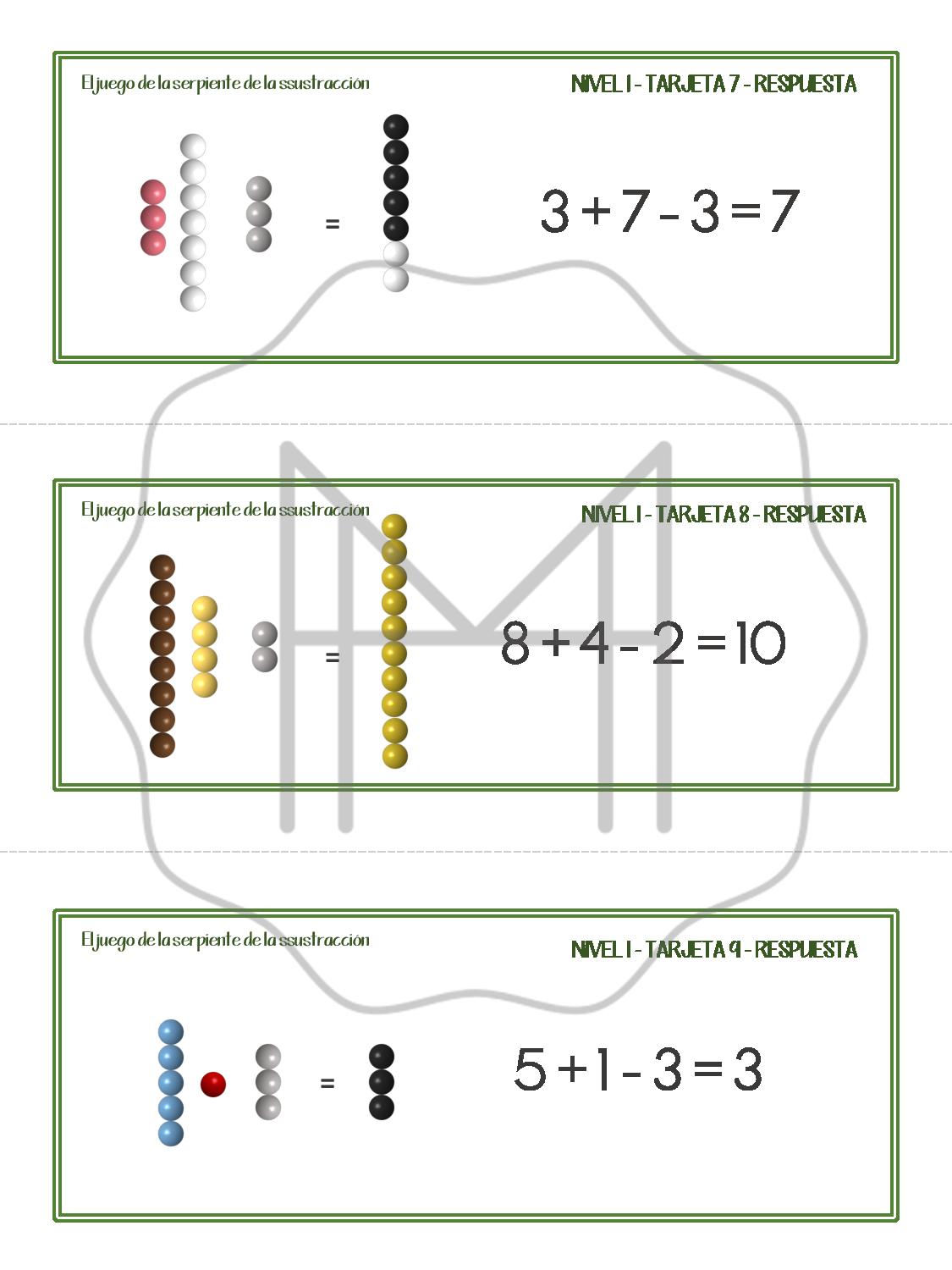 Español - Juego de la serpiente de sustracción