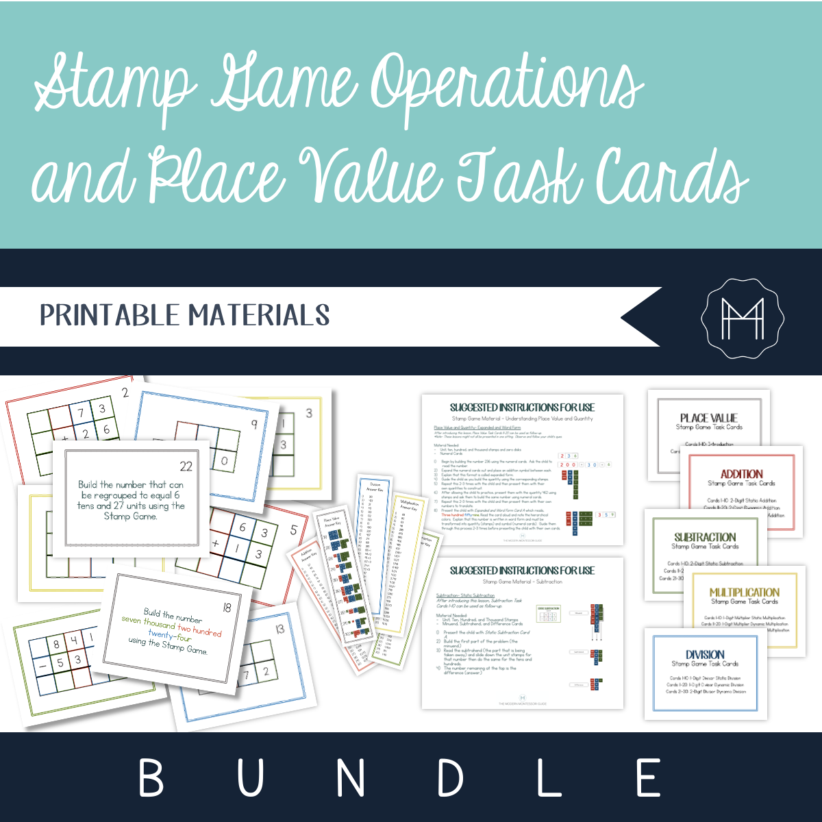 Stamp Game Place Value and Operations Task Cards & Lesson Suggestions