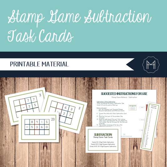 Stamp Game Subtraction Task Cards
