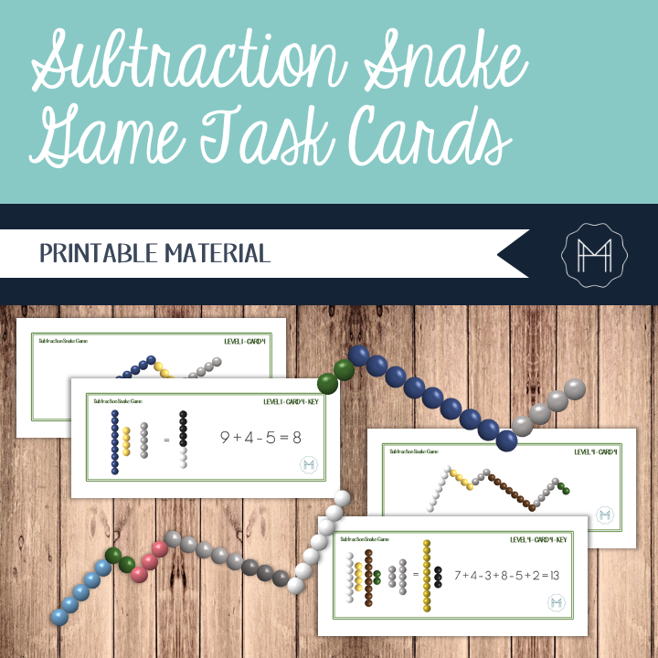 Subtraction Snake Game Task Cards