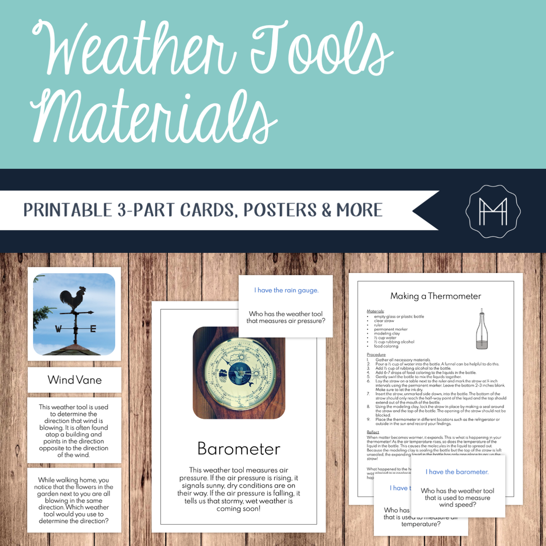 Weather Tools 3-Part Cards – themodernmontessoriguide