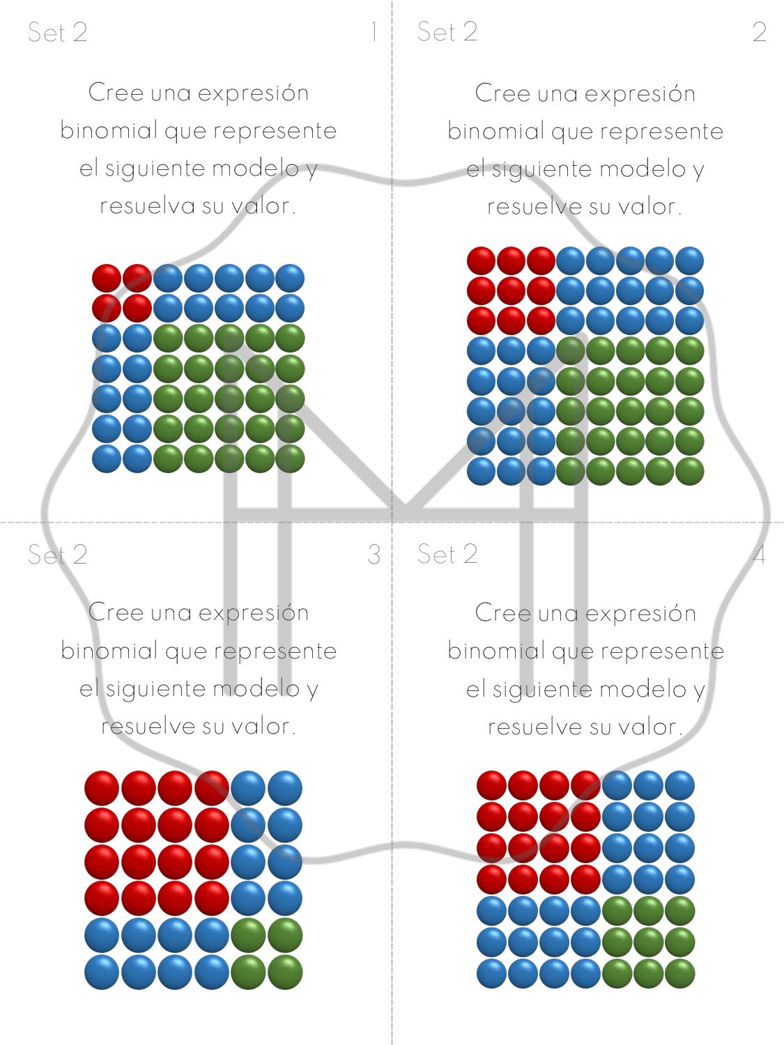 Tarjetas de actividades Binomios